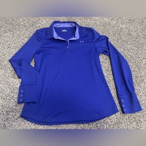 Under Armour 1/4 zip/button Athletic Heat Gear Purple Long Sleeve Athletic Polo